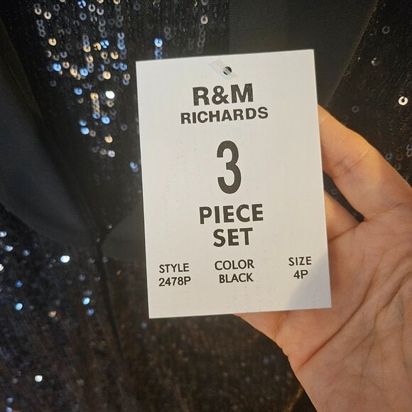 Black Sequined Jacket, Top & Pants Petite 3-Pc(NWT) - Picture 8 of 13